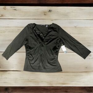 NWT Context Black Knit Top With Lace L